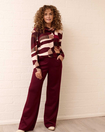 Top - Nico Aquarel contour-FB | Bordeaux Tops & Blouses