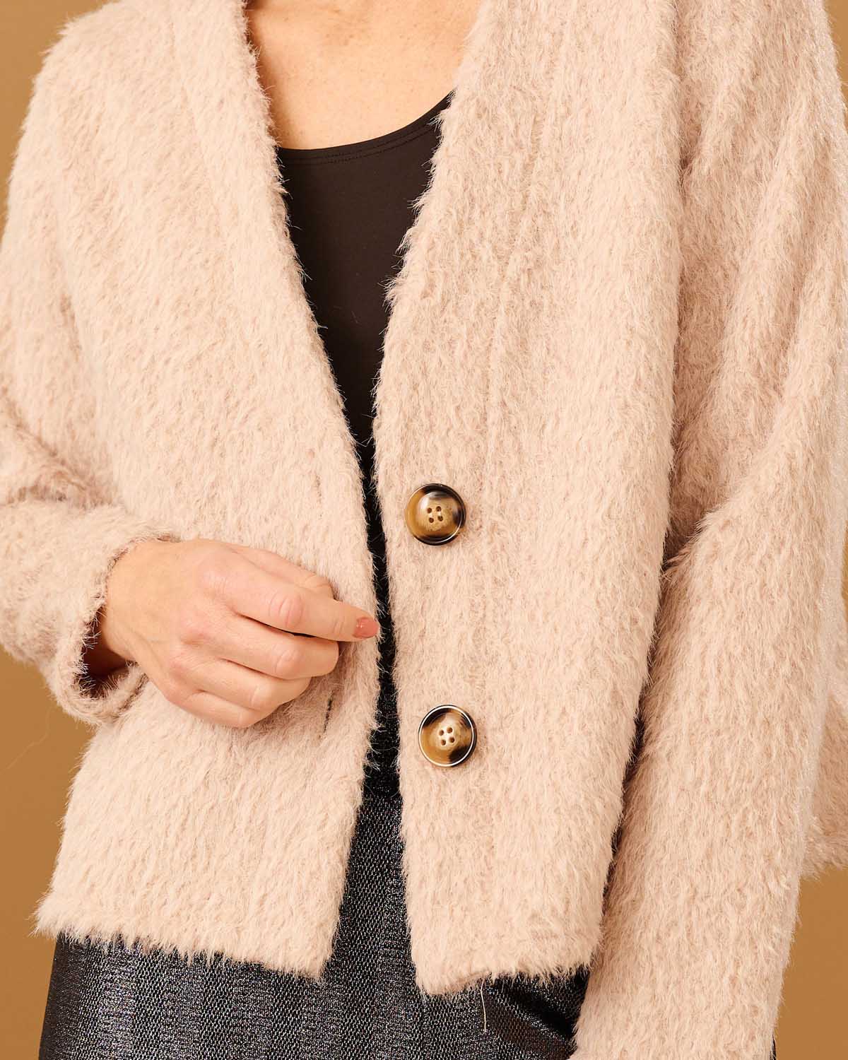 Vest - Reina Beaver | Beige Vesten & Truien