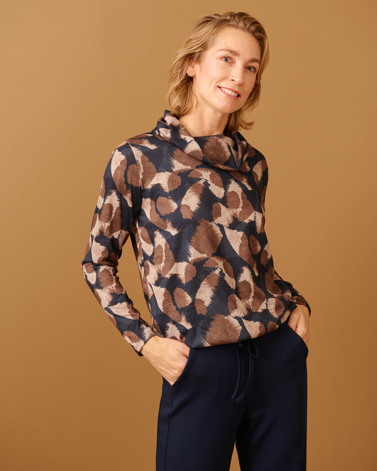 Top - Nico Grafisch woud-FB | Navy