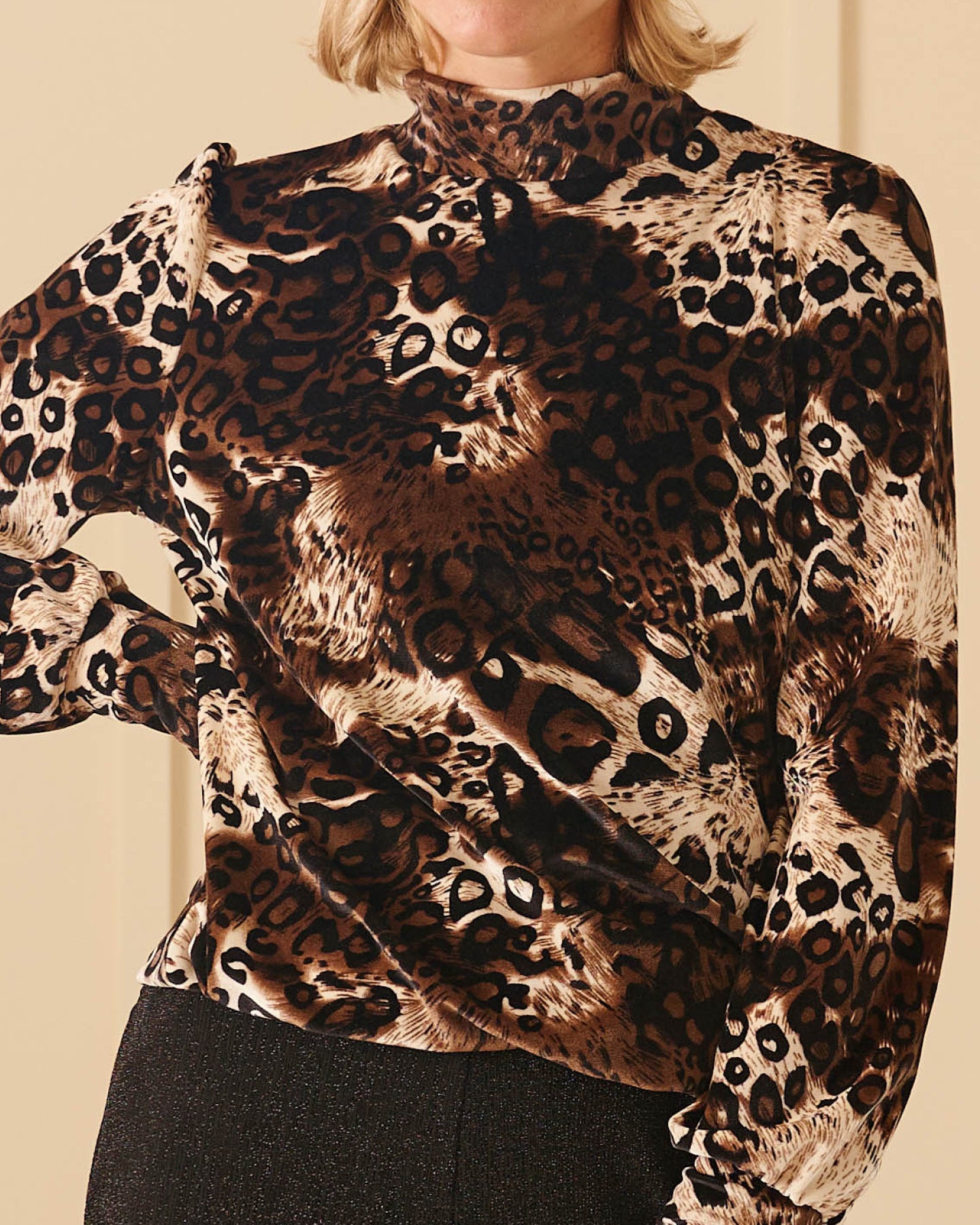 Top - Adina Mix velours | Bruin