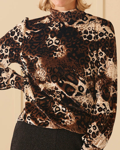 Top - Adina Mix velours | Bruin