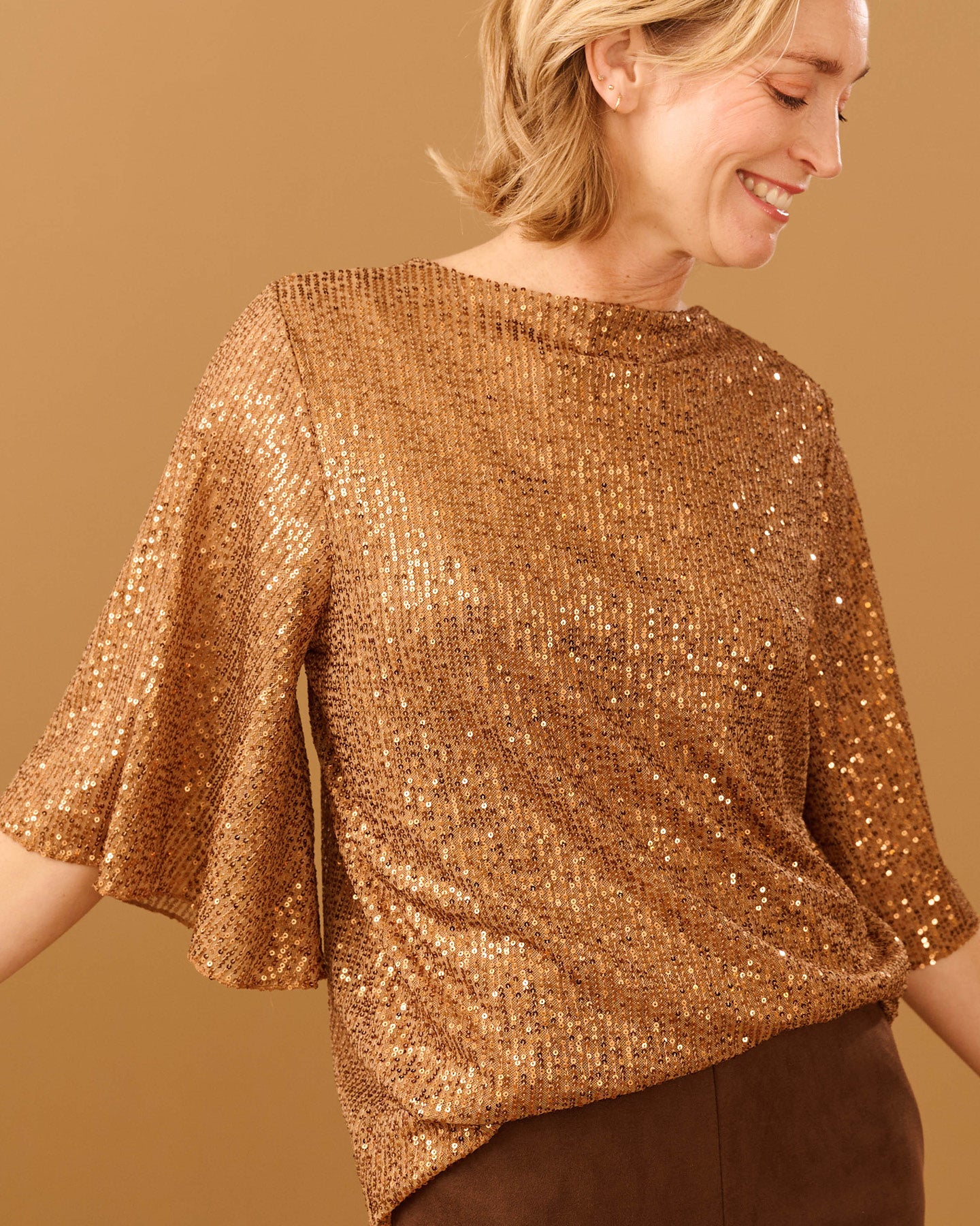 Top - Mariposa Pailletten | Camel