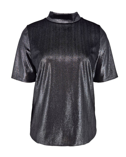 Top - Adina Velours lurex | Zwart