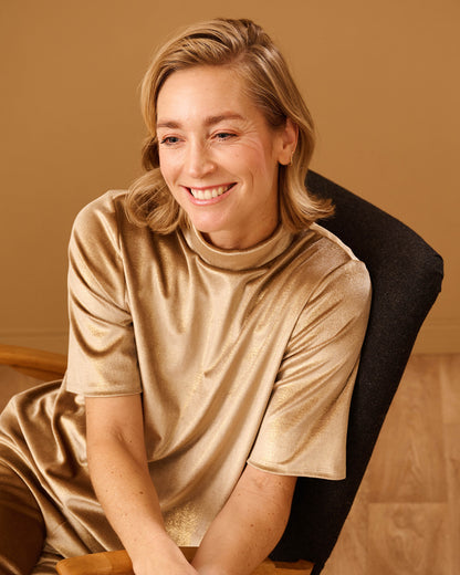 Top - Adina Velours lurex | Champagne