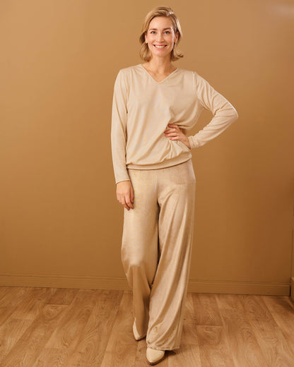Broek - Bentha Velours lurex | Champagne