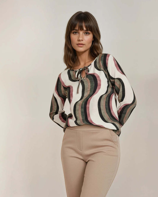 Blouson Lexi Army met grafisch wave dessin