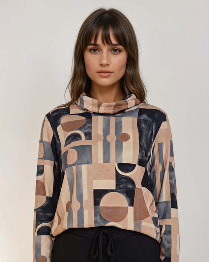 Top - Nico Geo lines-FB | Zwart