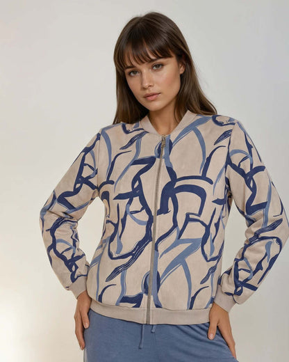 Bomberjack Bambi met grafische print in jeans