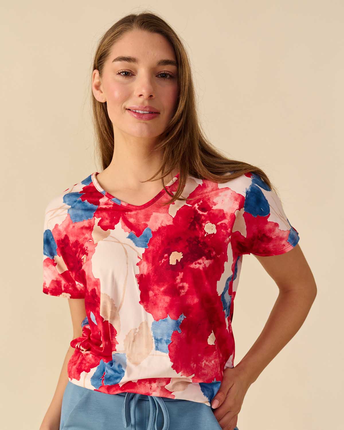 Blouson Bella in tulprood met bloemen dessin