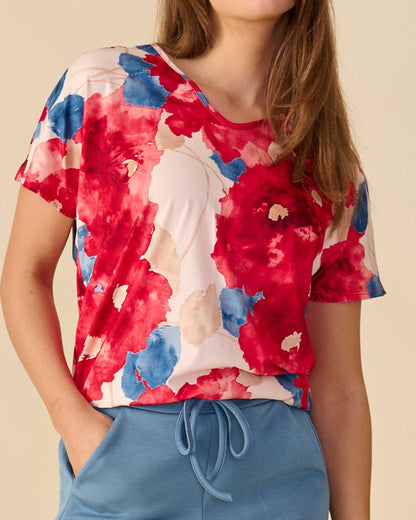 Blouson Bella in tulprood met bloemen dessin