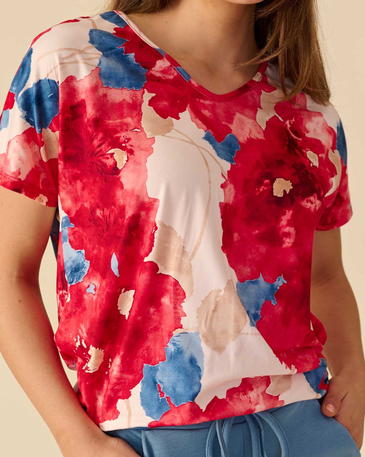 Blouson Bella in tulprood met bloemen dessin