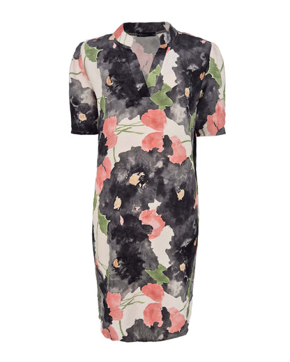 Jurk Aurelia in zwart met bloemen dessin