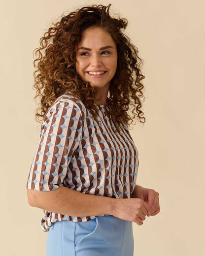 Blouson Mimi in jeans met grafisch dessin