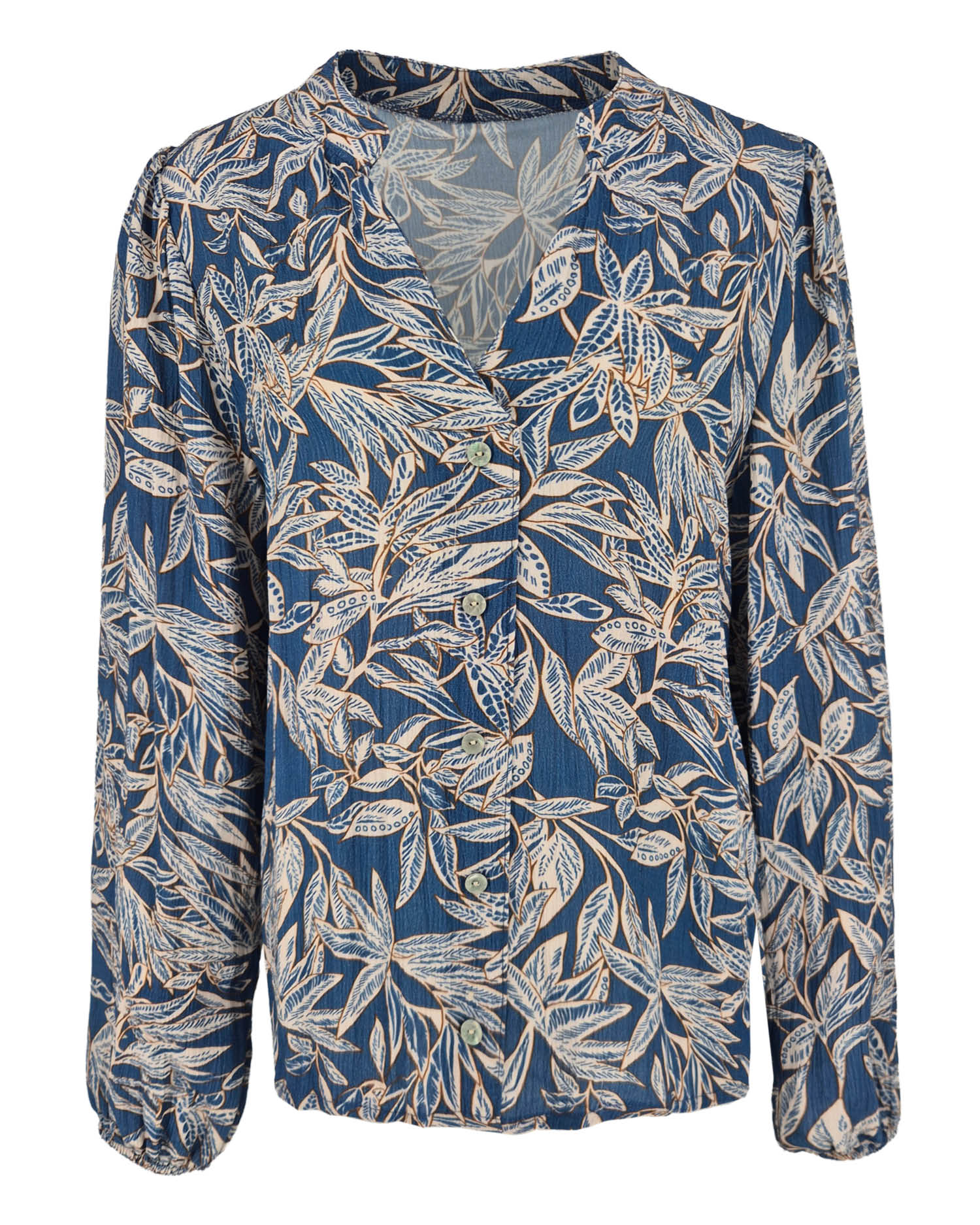 Blouse Fia in jeans met bloemen dessin