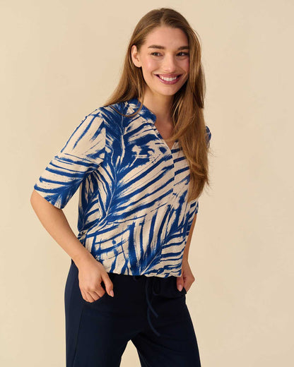 Blouson Doortje in jeans met grafisch dessin