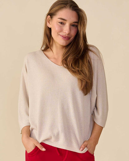 Trui Lieve in Beige uni, fijne fit