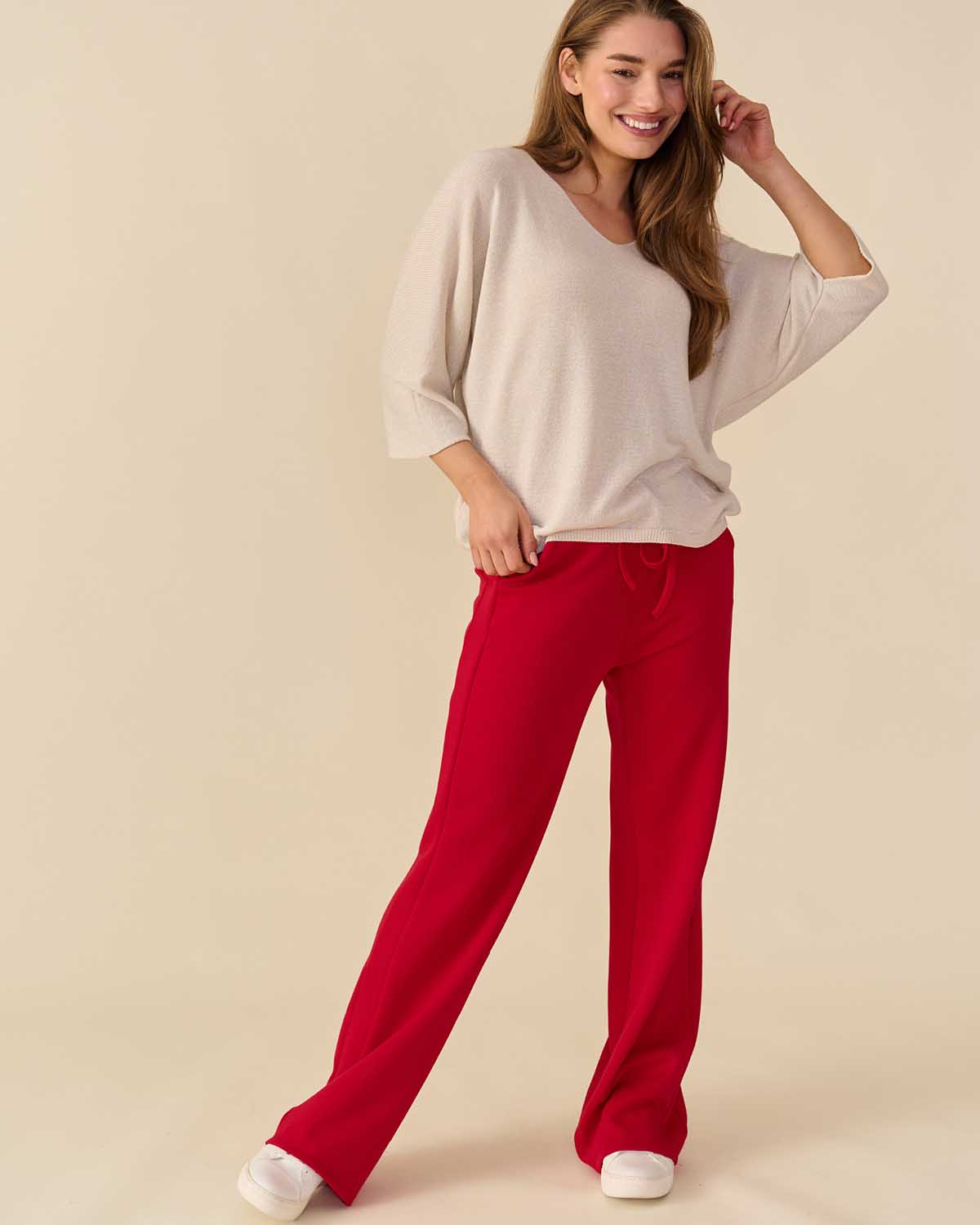 Trui Lieve in Beige uni, fijne fit