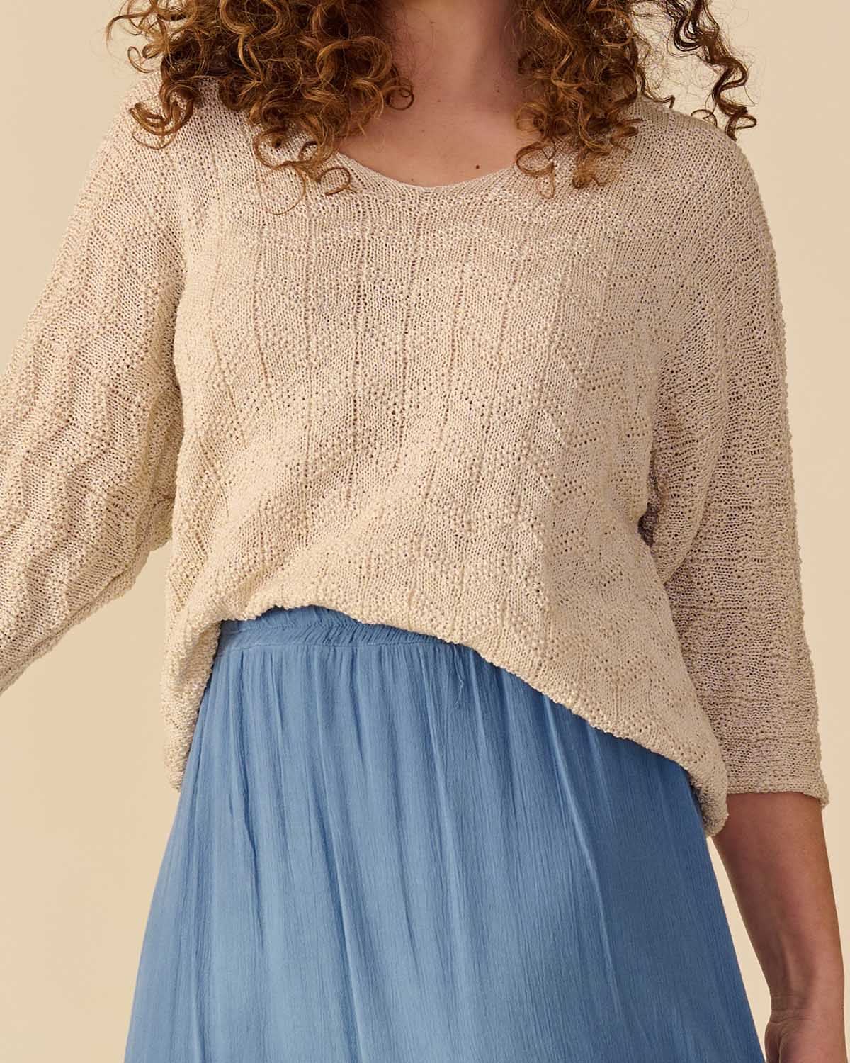 Trui Kim in Beige uni, fijne fit look