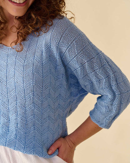 Trui Kim in Licht-blauw uni,  fijne fit