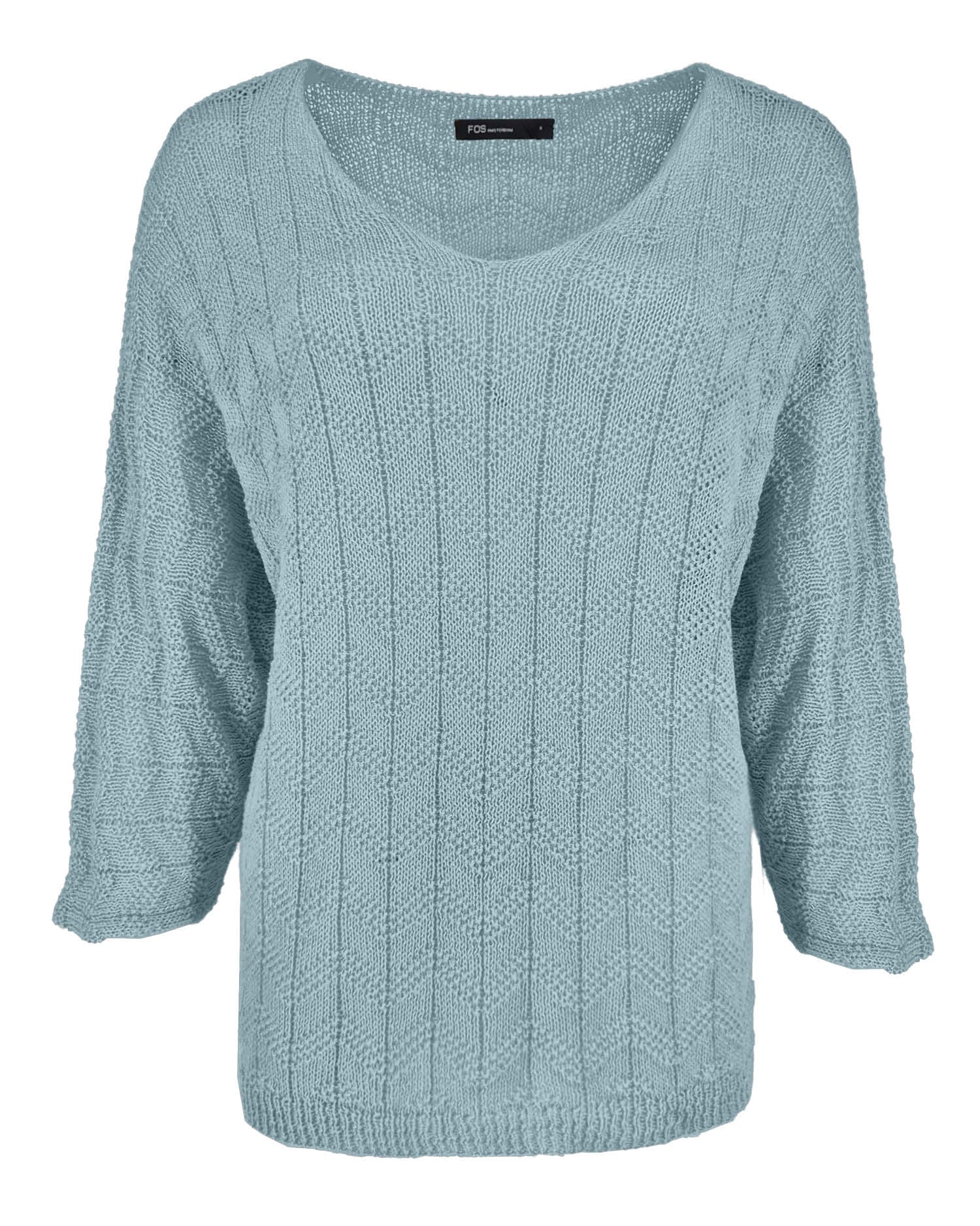 Trui Kim in Licht-blauw uni,  fijne fit