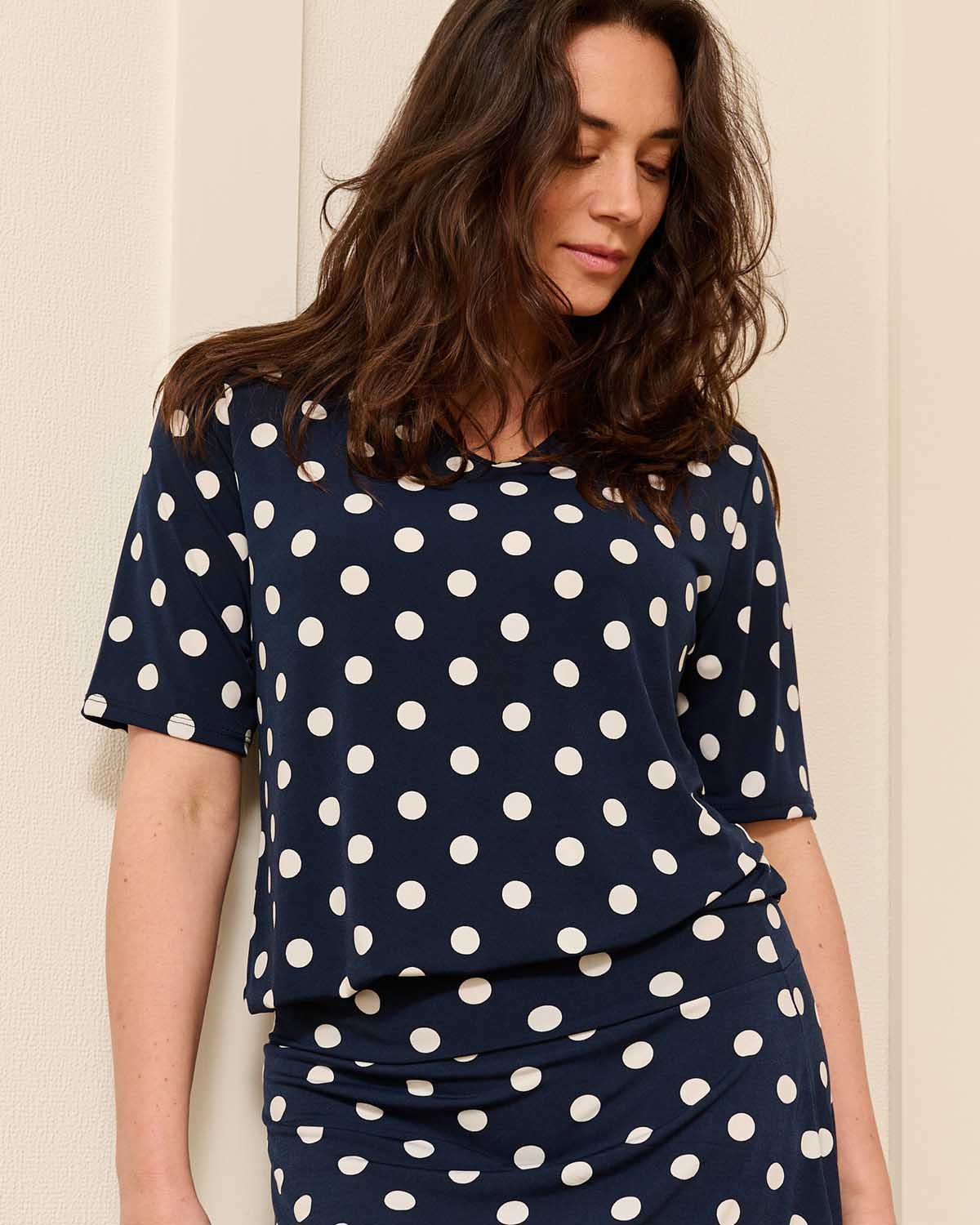 Blouson Vivi in Navy met polka dessin