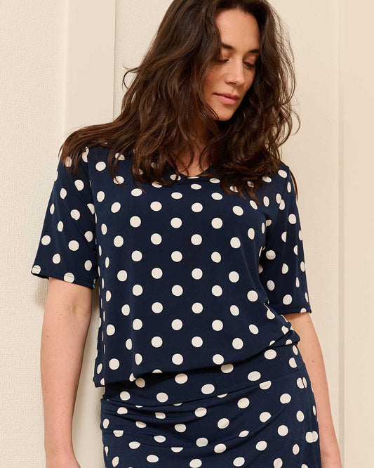 Blouson Vivi in Navy met polka dessin