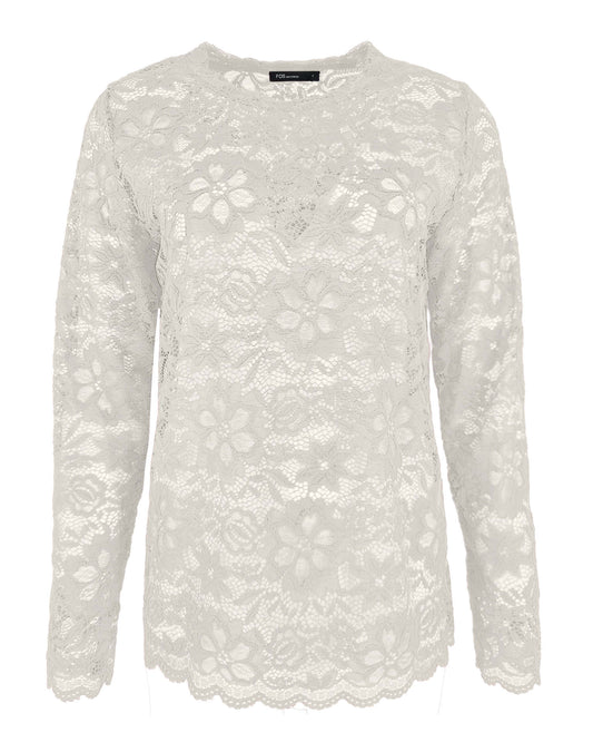 Top - Lacie Bloem kant | Off-White