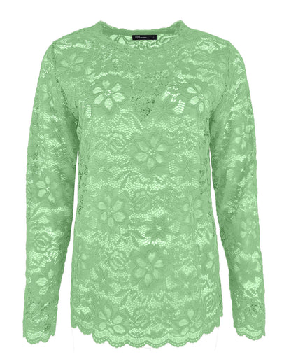 Top Lacie Reseda met bloem dessin