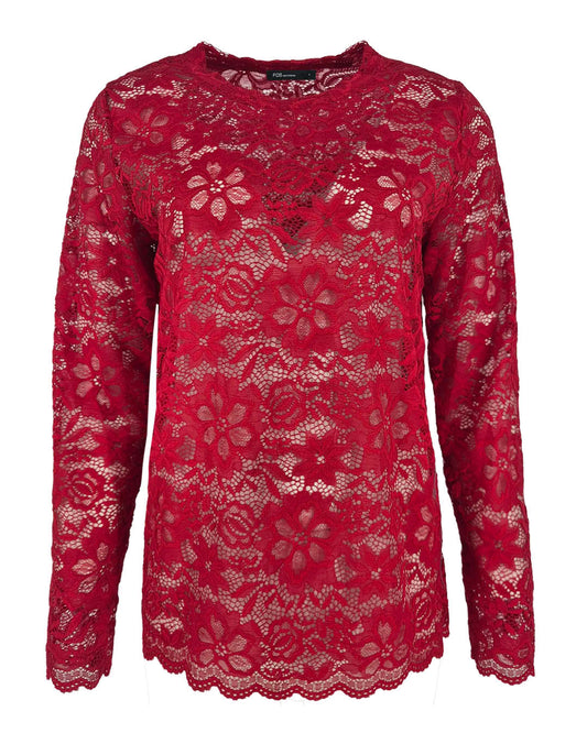 Top Lacie Tulprood met bloem dessin