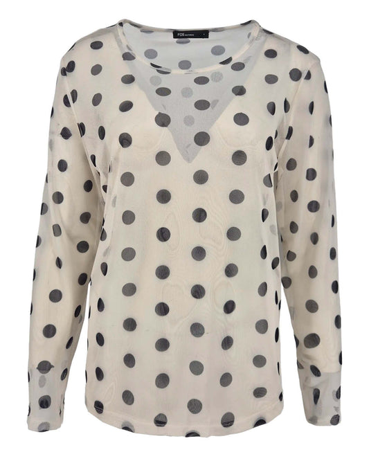 Top Lacie Zwart met tule nop
