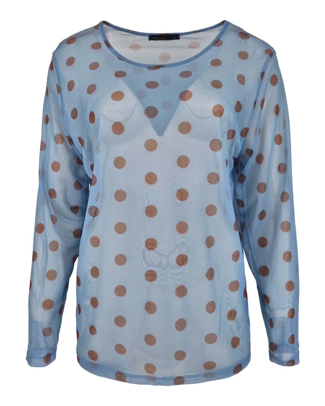 Top Lacie Licht-blauw met tule nop