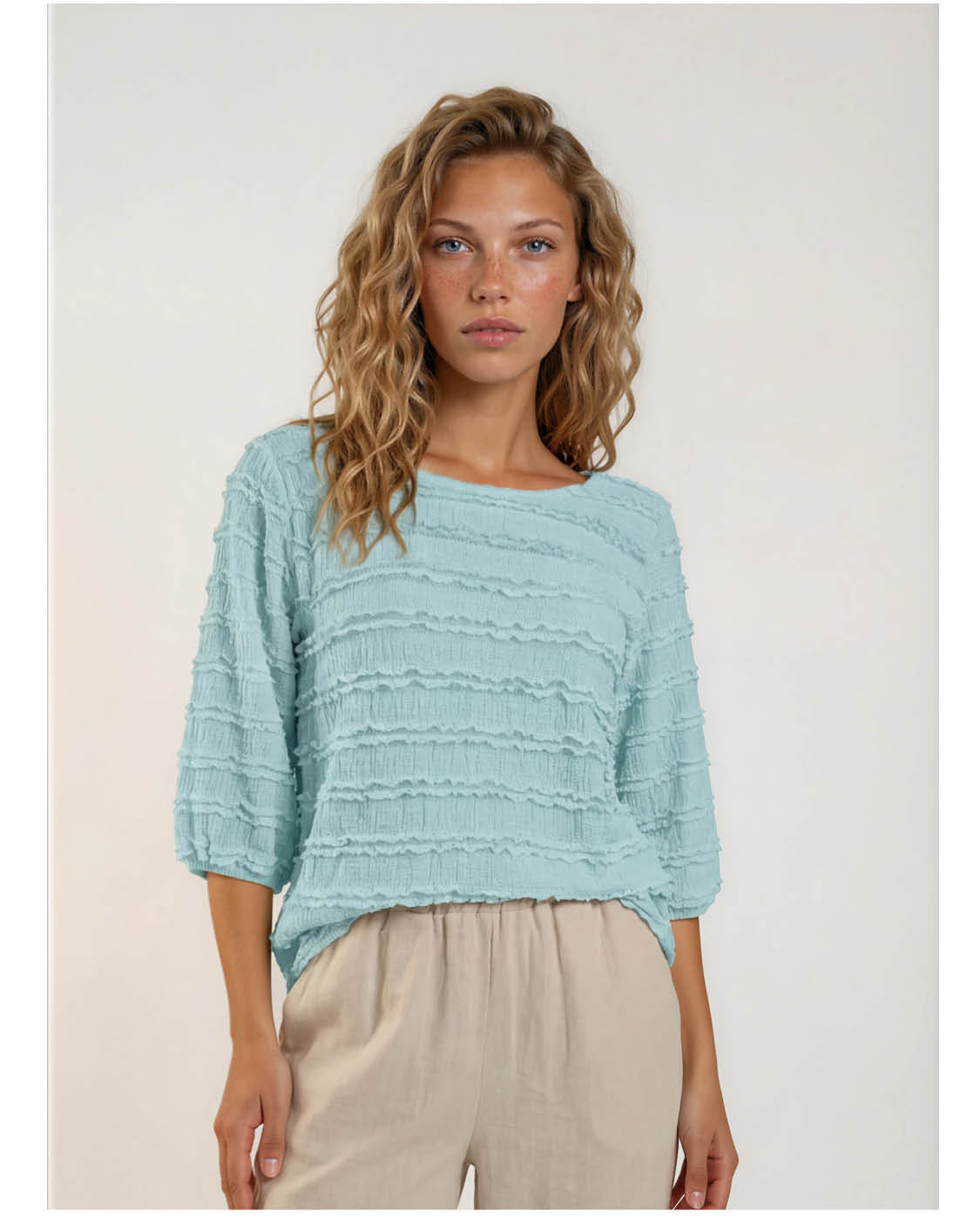 Blouson Bobo Licht-blauw met kant ruffle