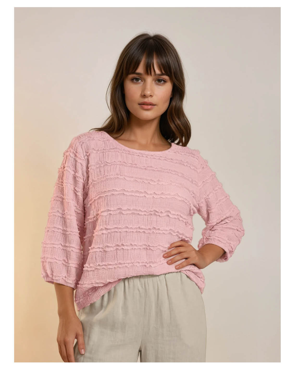 Blouson Bobo Roze met kant ruffle