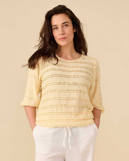 Blouson Bobo Geel met kant ruffle