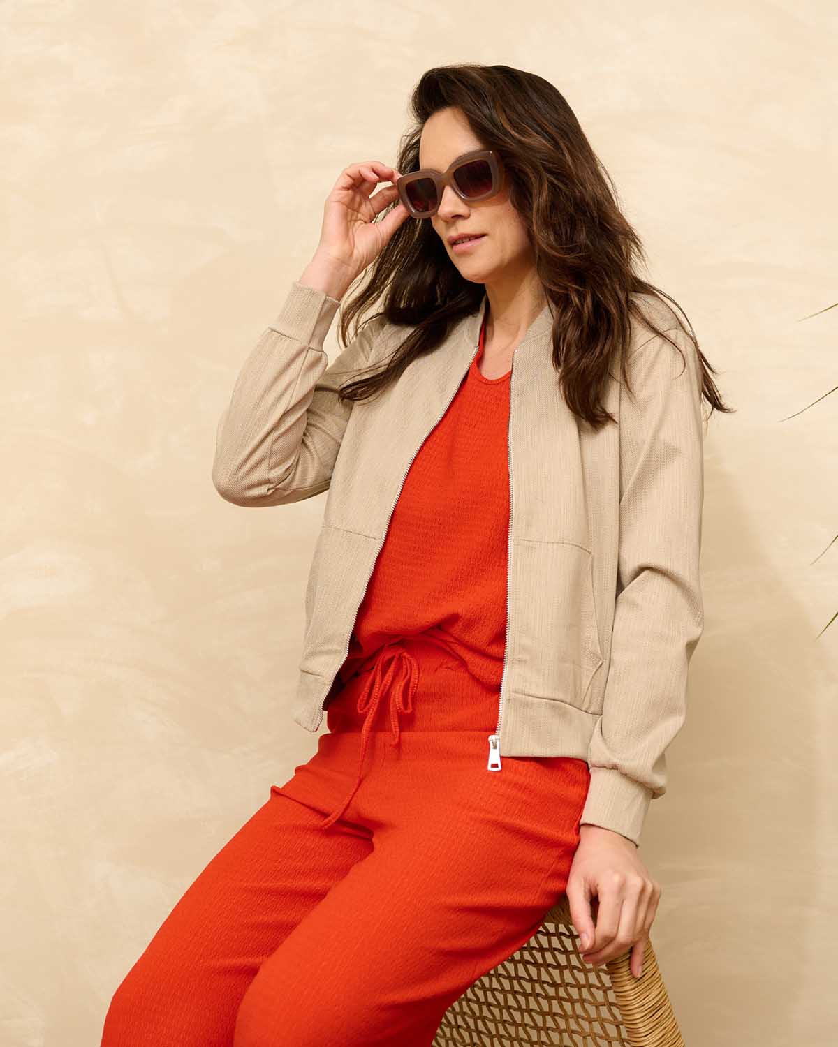 Bomberjack Izzy beige jacquard