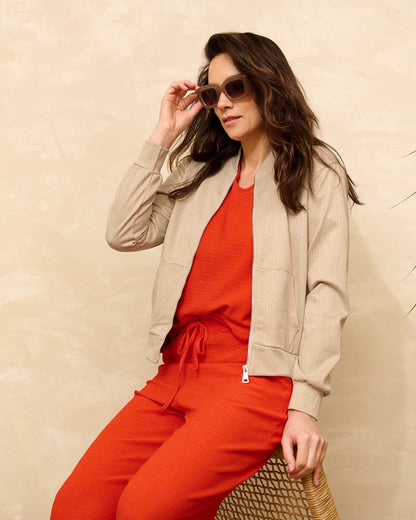 Bomberjack Izzy beige jacquard