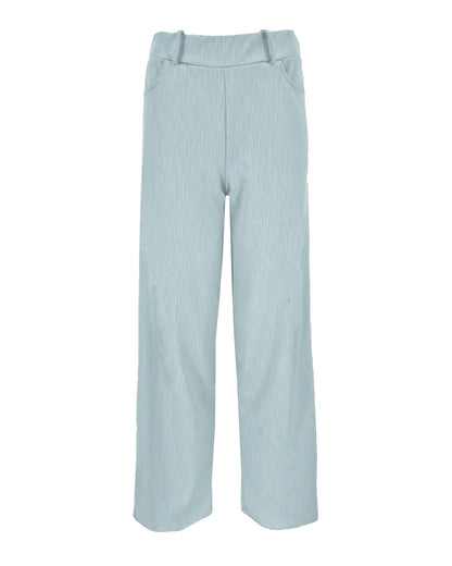 Wijde broek Bentha licht-blauw jacquard