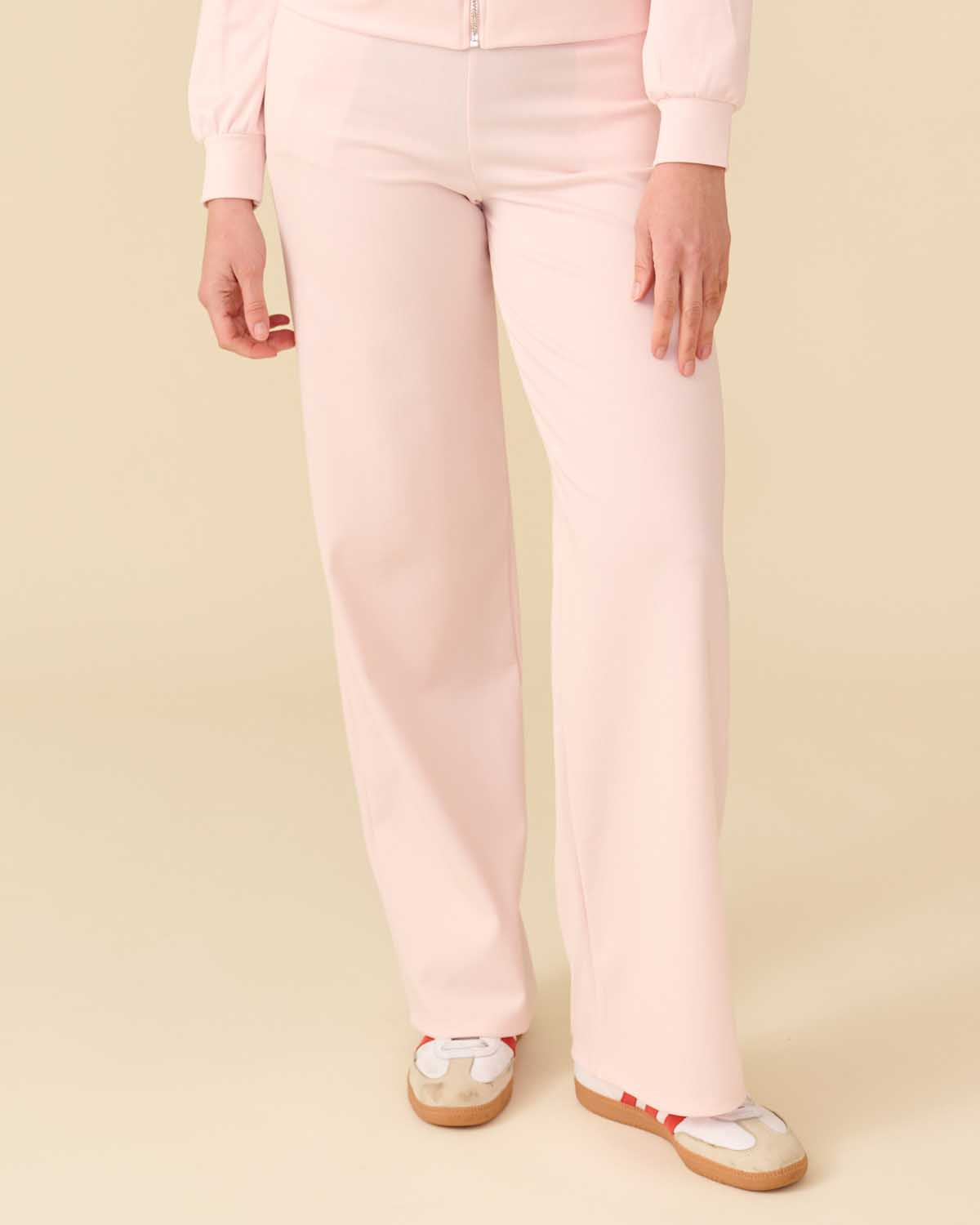 Wijde broek Bentha roze jacquard
