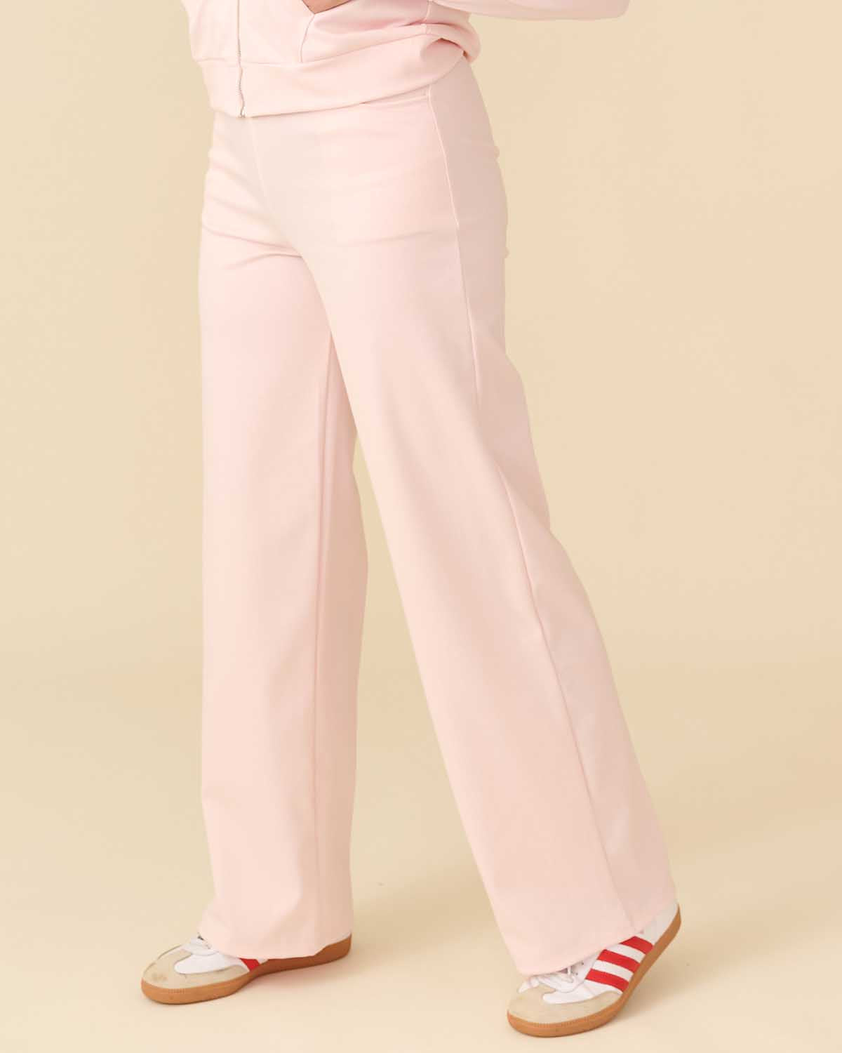 Wijde broek Bentha roze jacquard