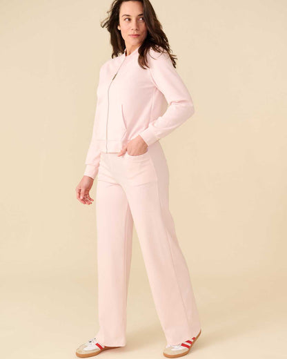 Wijde broek Bentha roze jacquard