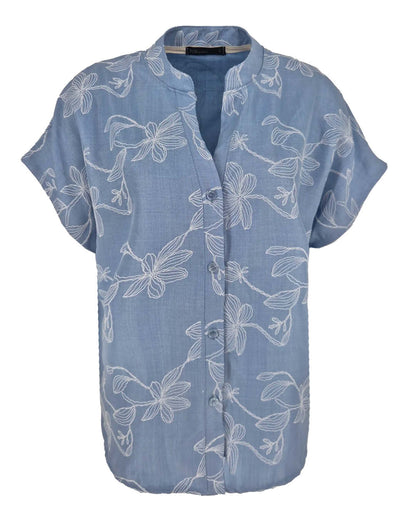 Blouse - Katie Bloem slinger puf | Licht-Blauw