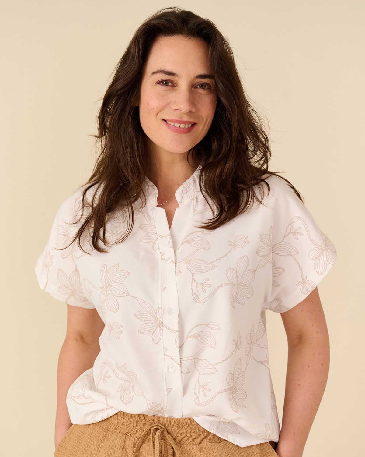 Blouse Katie off-white bloemen