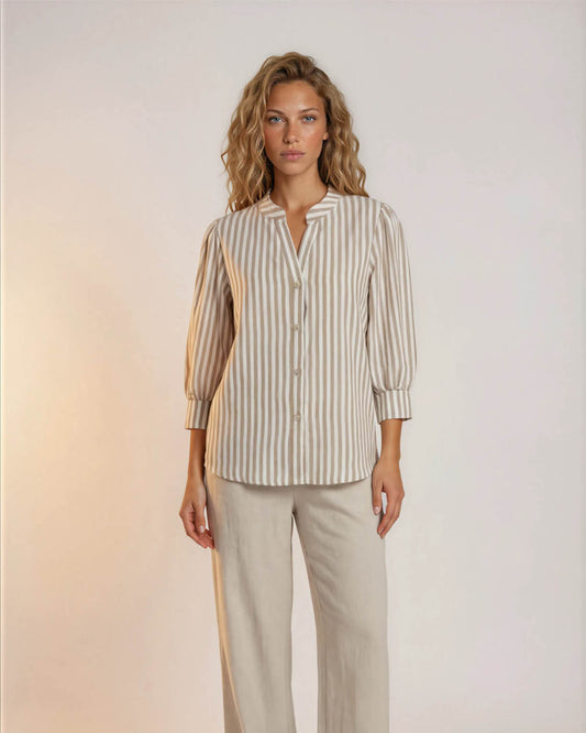 Blouse - Boho Streep | Beige