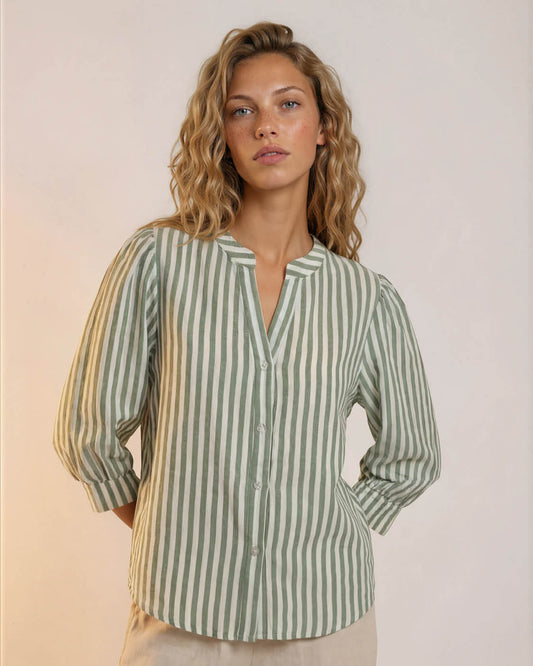 Blouse Boho army streep
