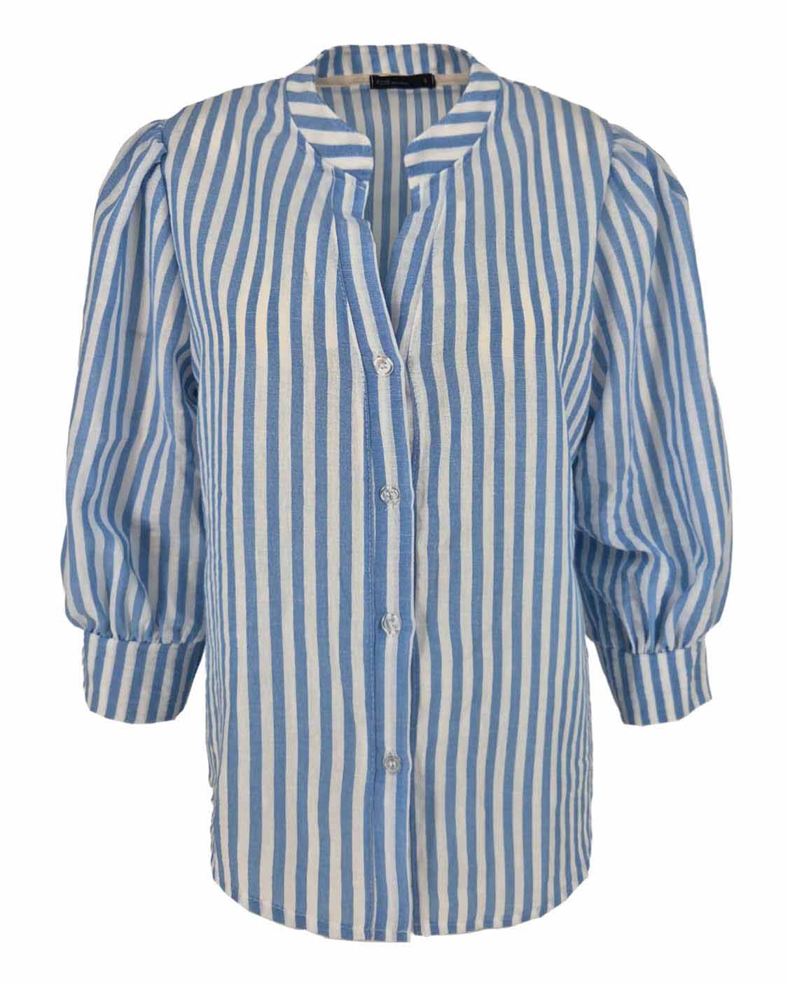 Blouse - Boho Streep | Licht-Blauw