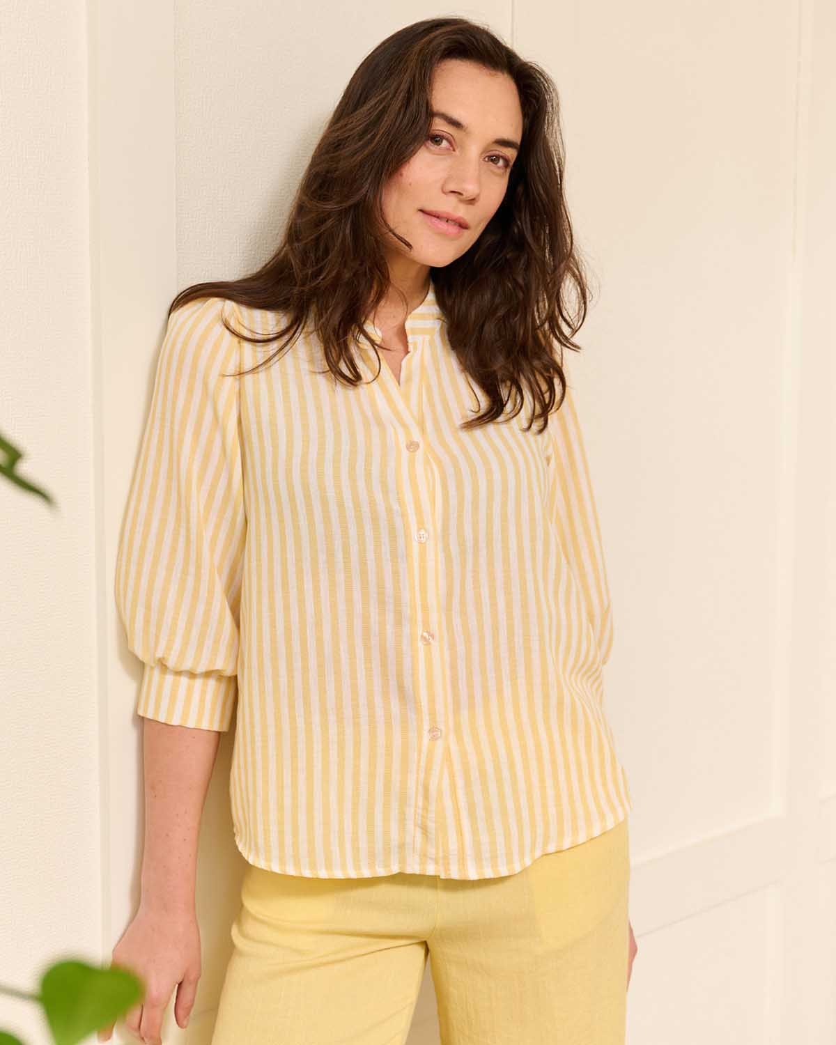 Blouse Boho geel streep