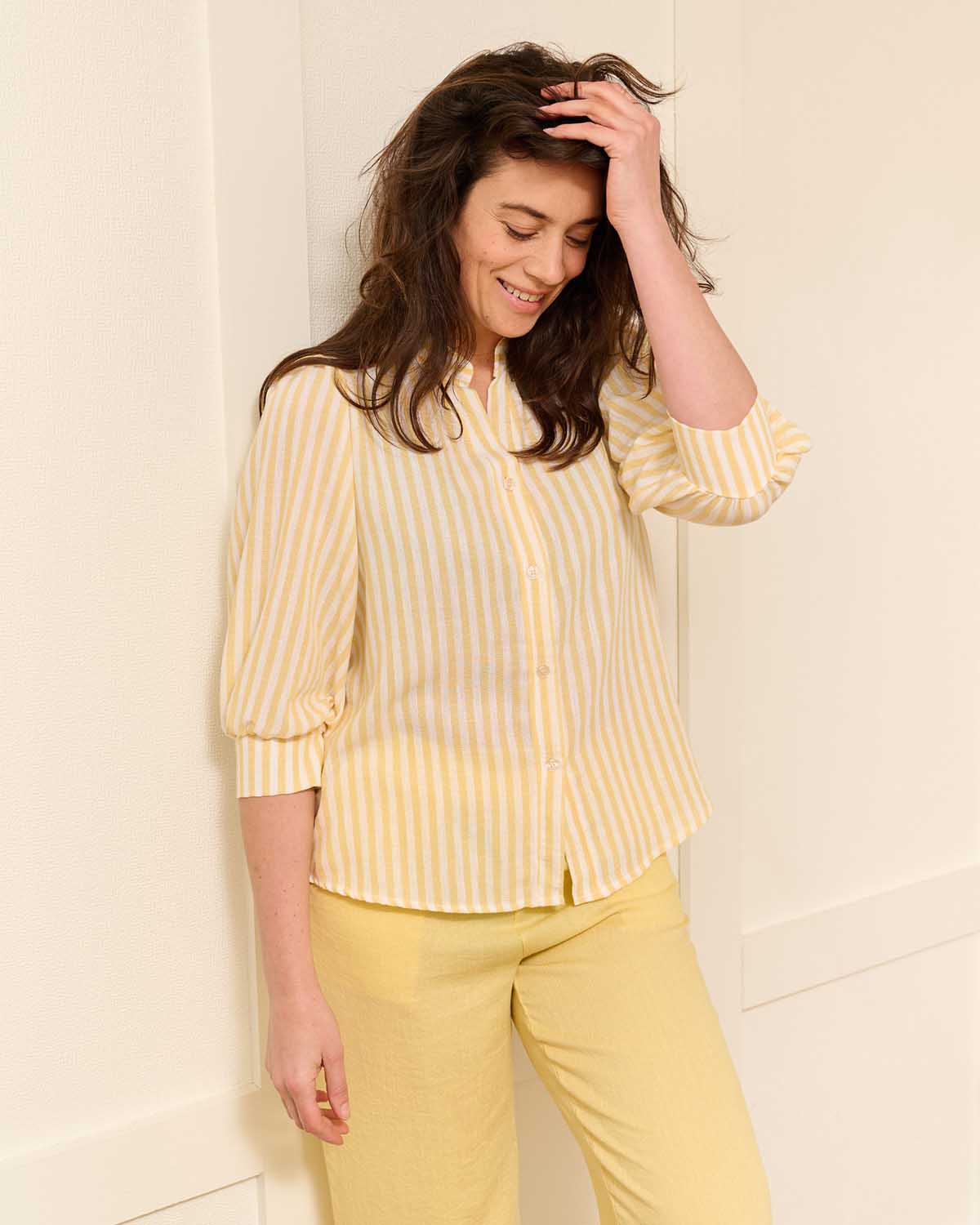 Blouse Boho geel streep