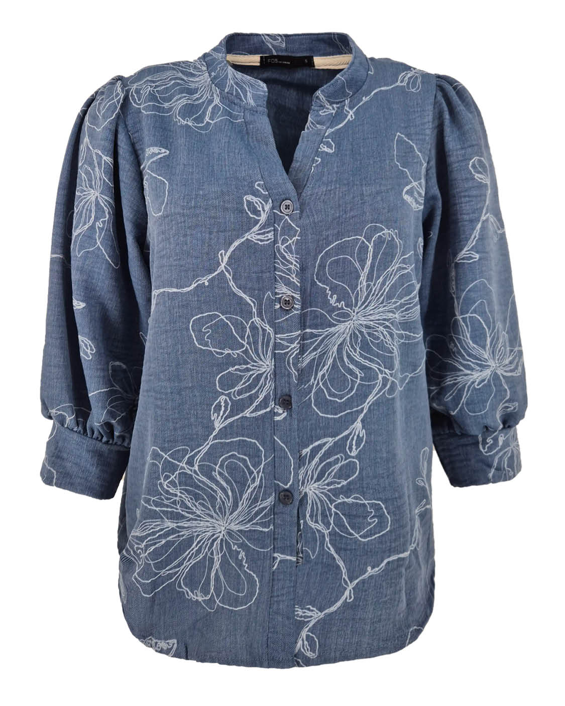 Blouse Boho donker jeans bloemen