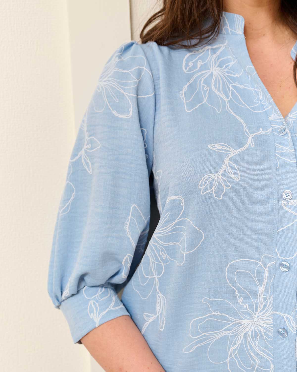 Blouse Boho jeans bloemen