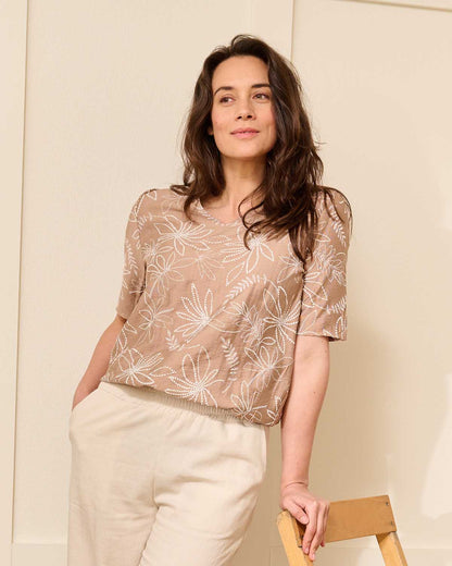 Blouson Vivi Camel bloemen dessin